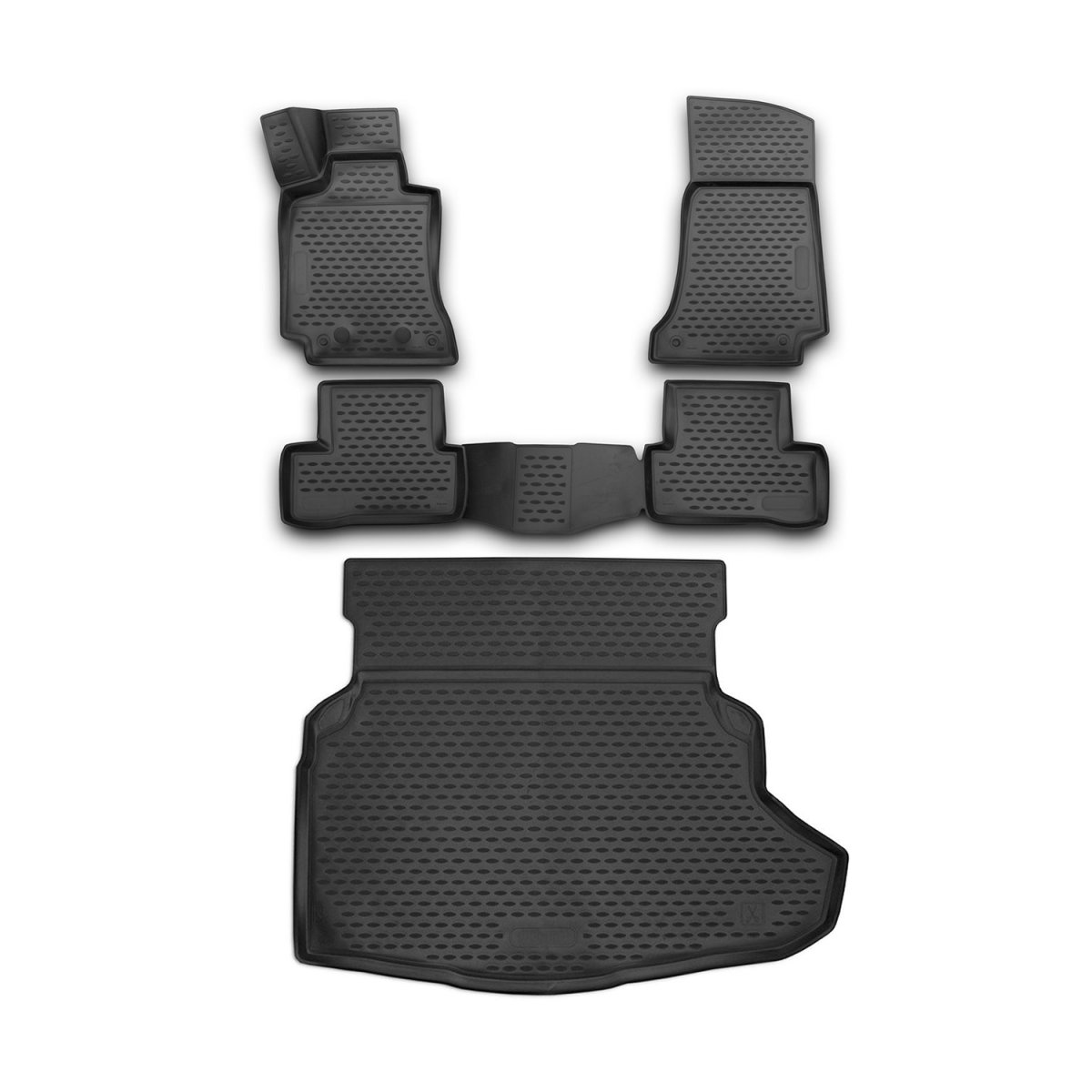 Mercedes C Class 3D Floor-Trunk Mats - Omac - Kit - Black - 2014 Mercedes C Class 3D Floor-Trunk Mats - Omac - Kit - Black - 2014